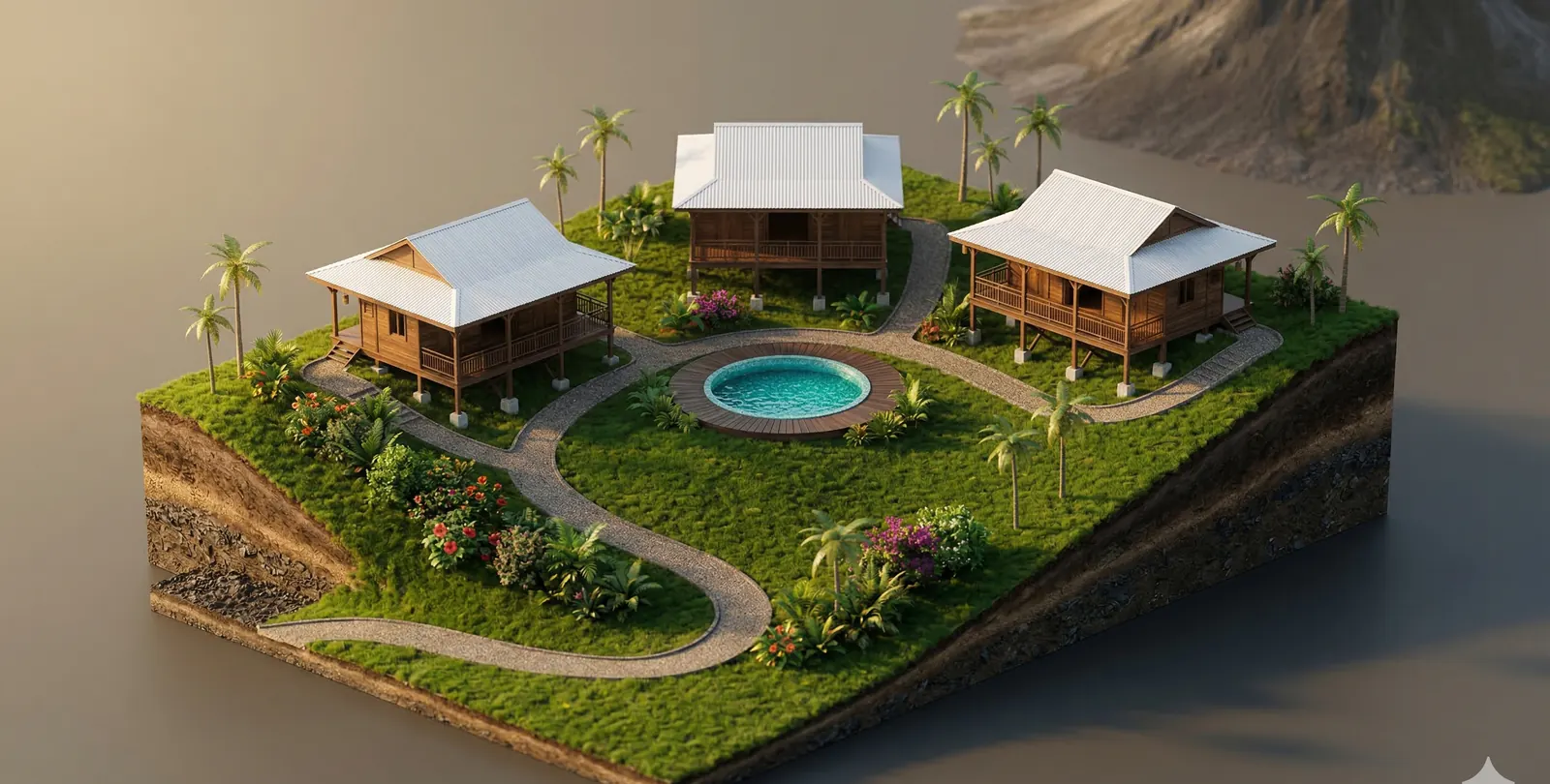 Rendu photorealiste du terrain